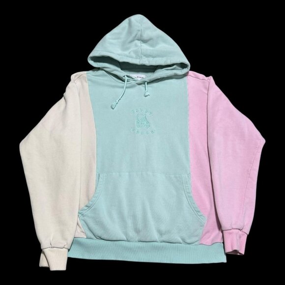 Teddy Fresh 100% Cotton‎ Colorblock Embroidered Hoodie Sweatshirt Women’s Medium - Picture 1 of 8